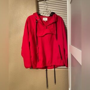 Red Adjustable Activewear Windbreaker Forever21